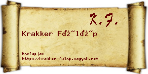 Krakker Fülöp névjegykártya
